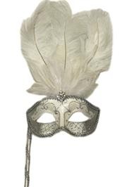 A gorgeous white feather bridal masquerade mask.