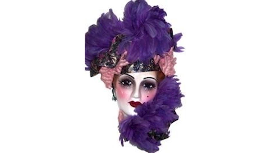 18in x 9in Porcelain Purple Face With Feather