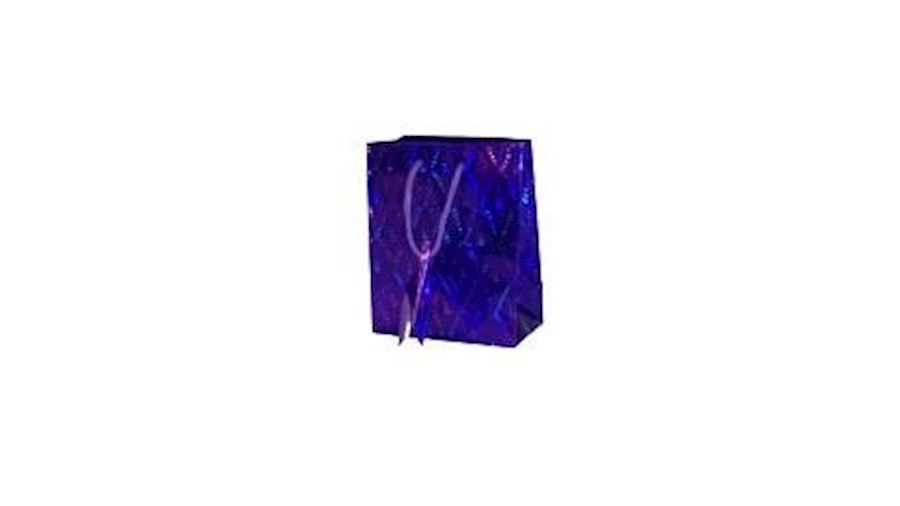 5.5in x 4.5in x 2.5in Purple Hologram Shopping Bag