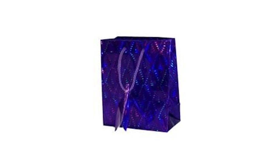 9in x 7in x 4in Purple Hologram Shopping Bag