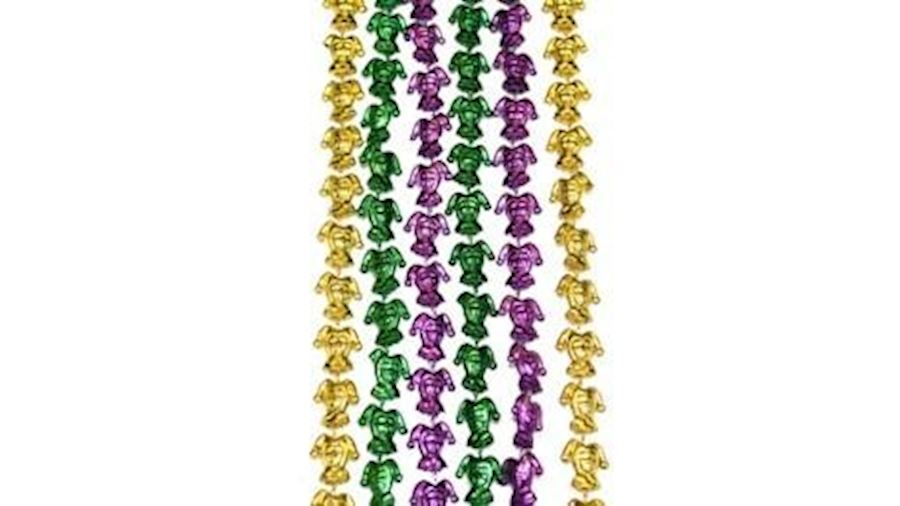 33in Metallic Purple Green Gold Jester Beads{throw