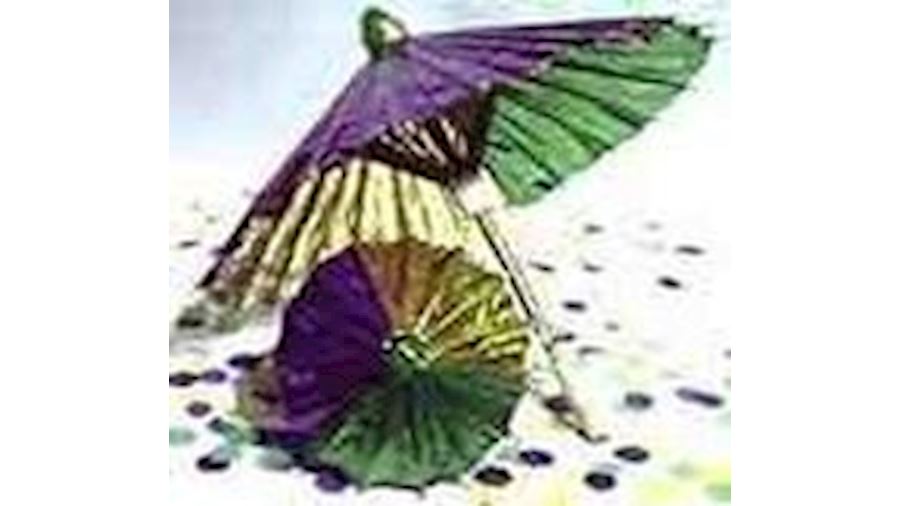 4in Purple/ Green/ Gold Foil Parasol/ Umbrella