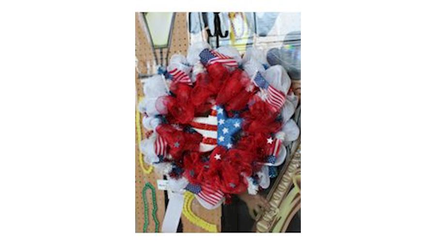 Patriotic Mesh Ribbon Square Wreath