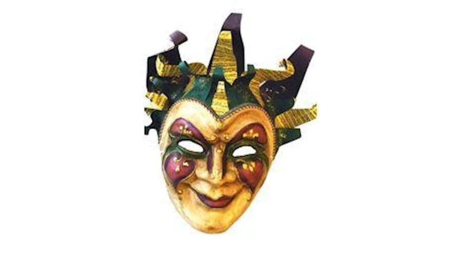 Mardi Gras Jester Paper Mache Venetian Big Mask Wi