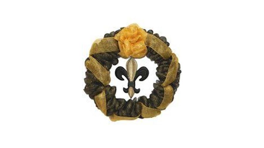 36in Black and Gold Mesh Ribbon Wreath {fleur-de-l