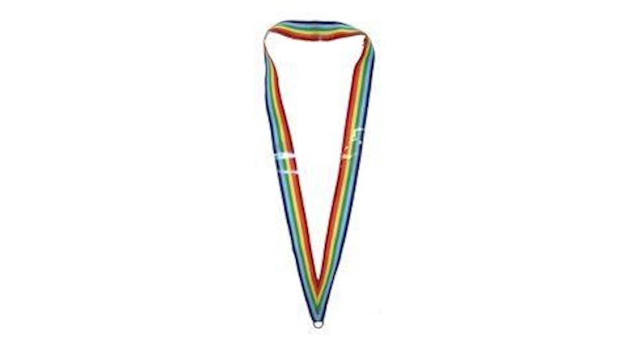 15in Long x 1in Wide Rainbow Colors Lanyard w/ Met