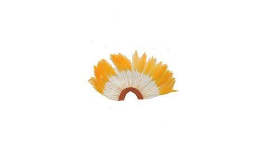 9in Wide x 5in Tall Yellow Feather Hair Piece w/ S