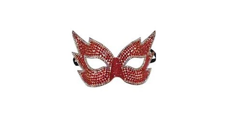 Red Rhinestone Eye Masquerade Mask