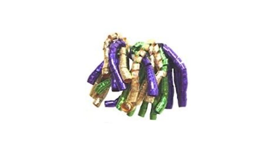 5in Purple/ Green/ Gold Spirals Laser Print Bow