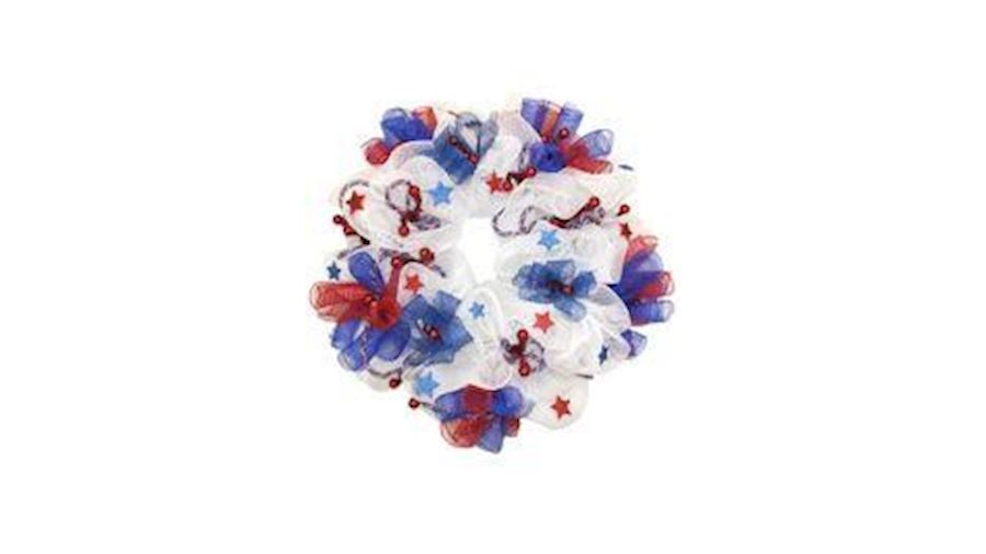 Patriotic Deco Mesh Round Wreath