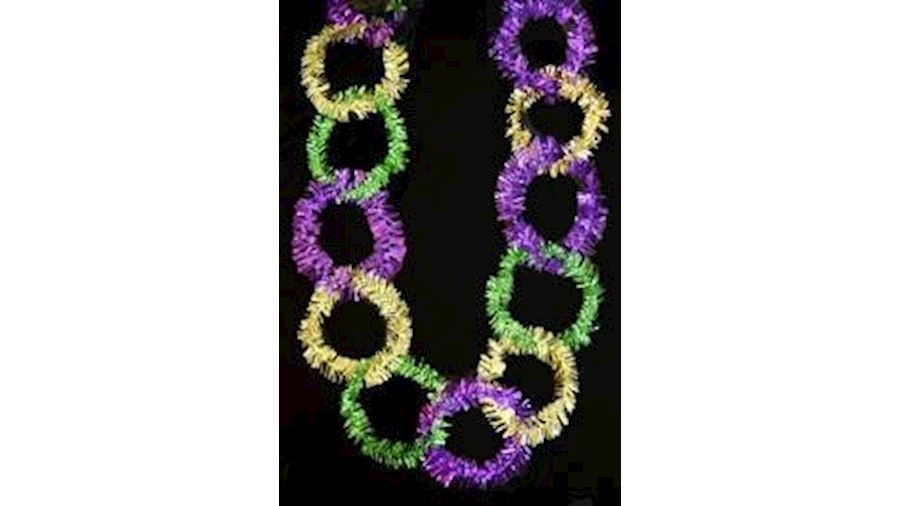 6in x 10ft Purple/ Green/ Gold Tinsel Chainlink Ga