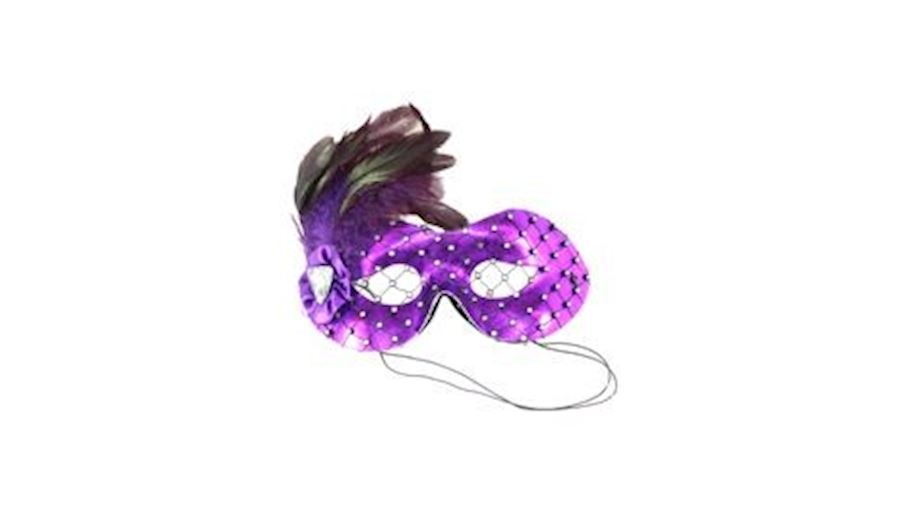 Fancy Purple Party Masquerade Eye Mask with Gemsto