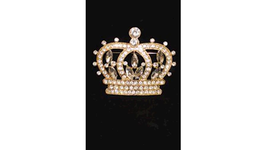 3.5in Rhinestone Gold Crown Pin