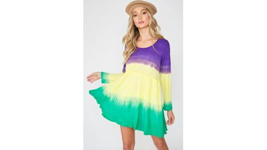 Mardi Gras Tie Dye Knit Dress/Tunic/ Top Size Medi