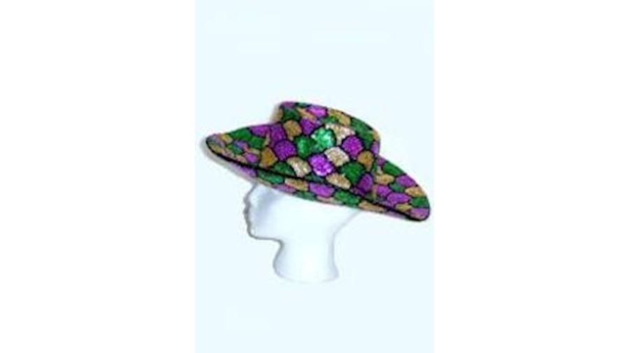 Sequin Mardi Gras Cowboy Hat With Shell Design