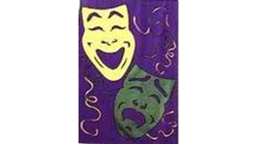 2ft x 3ft Purple/ Green/ Gold Mardi Gras Comedy/ T