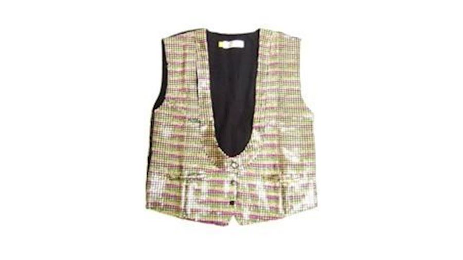 Ladies Purple Green Gold Sequin Type Material Vest