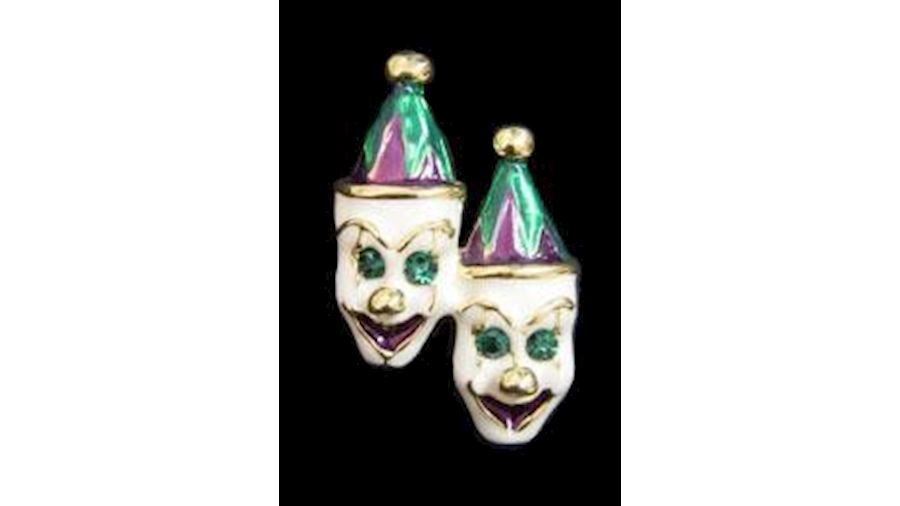 1in x 1.5in Purple/ Green/ Gold Double Clown Face 