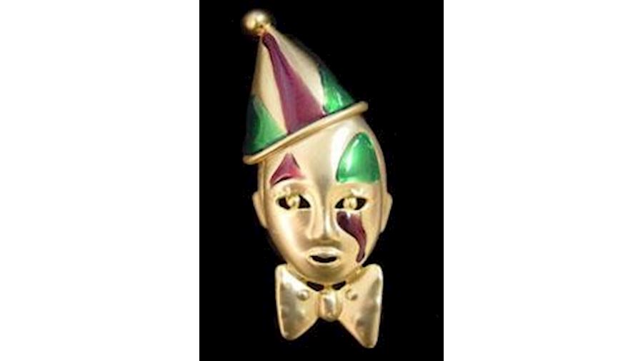 3in x 1in Purple/ Green/ Gold Clown w/ Tear Pin/ B