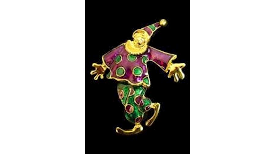 2in x 1.5in Purple/ Green/ Gold Clown Pin/ Brooch