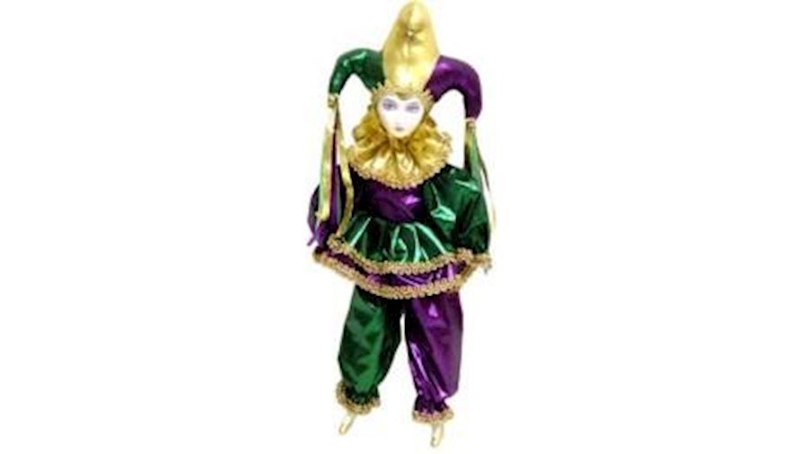 18in x 5in  Purple/ Green/ Gold Jester Doll