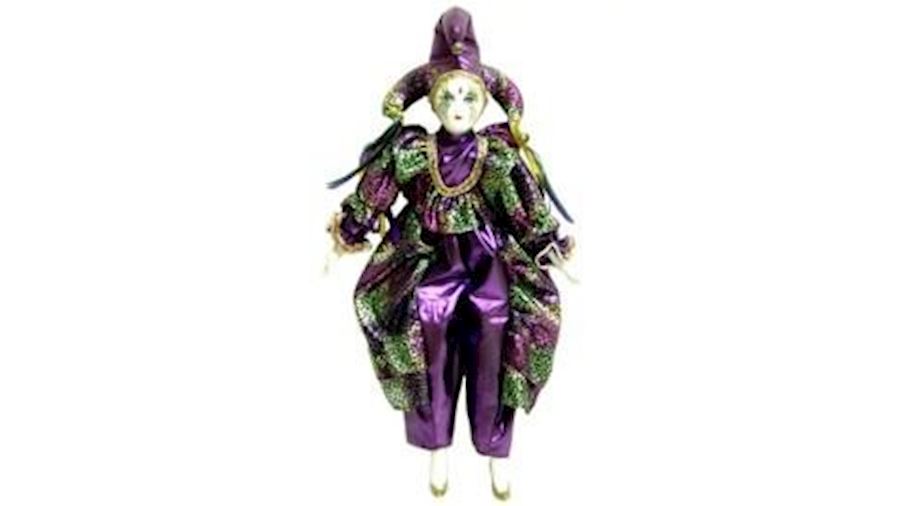 17in x 5in Fancy Porcelain Clown Doll