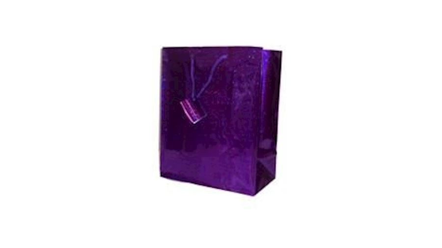 12 .5in x 10in x 5.5in Purple Hologram Shopping Ba