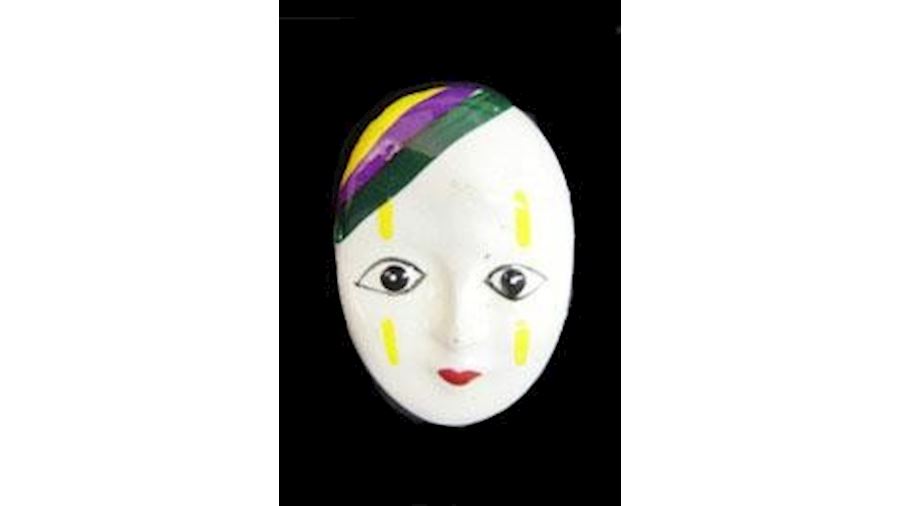 Purple/ Green/ Gold Face Pin/ Brooch