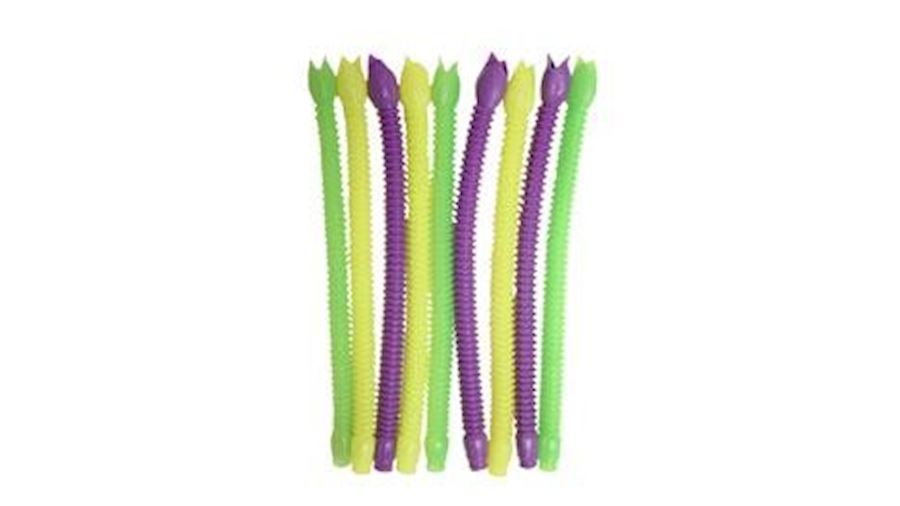 8.25in Purple Green Yellow Snake Whistles-BG