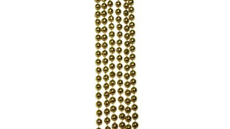 7mm 33in Round Metallic Gold Mardi Gras Beads{33in