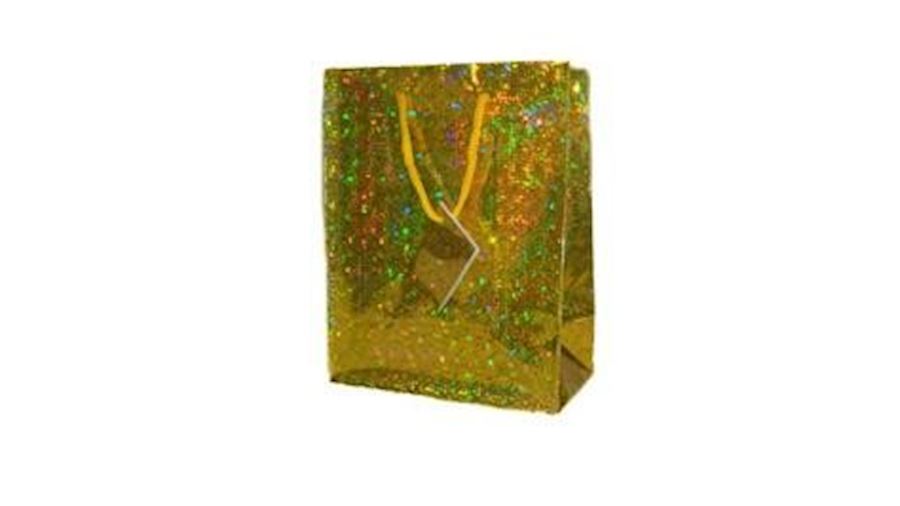 15in x 11in x 4in Gold Hologram Shopping Bags {st 