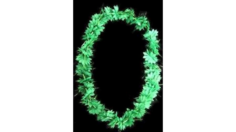 36in Flower Lei w/ Green Foil Fringe