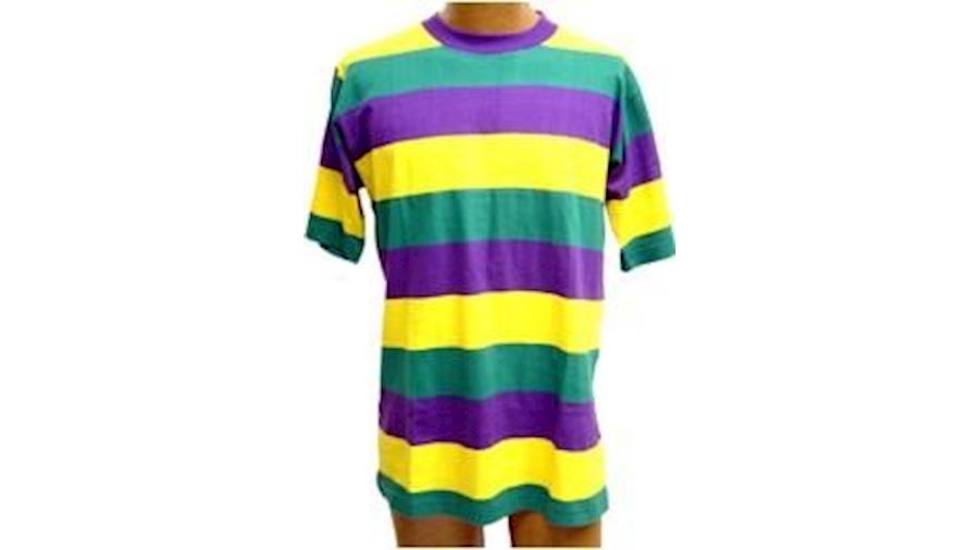 Adult Medium Short Sleeve Mardi Gras Rugby Shirt