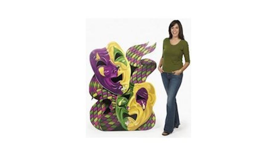 5 ft x 45in Cardboard Mardi Gras Mask Stand-Up