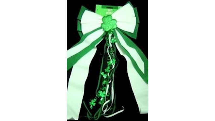 24in x 11in St Patricks Day Flocked Bow w/Glitter 