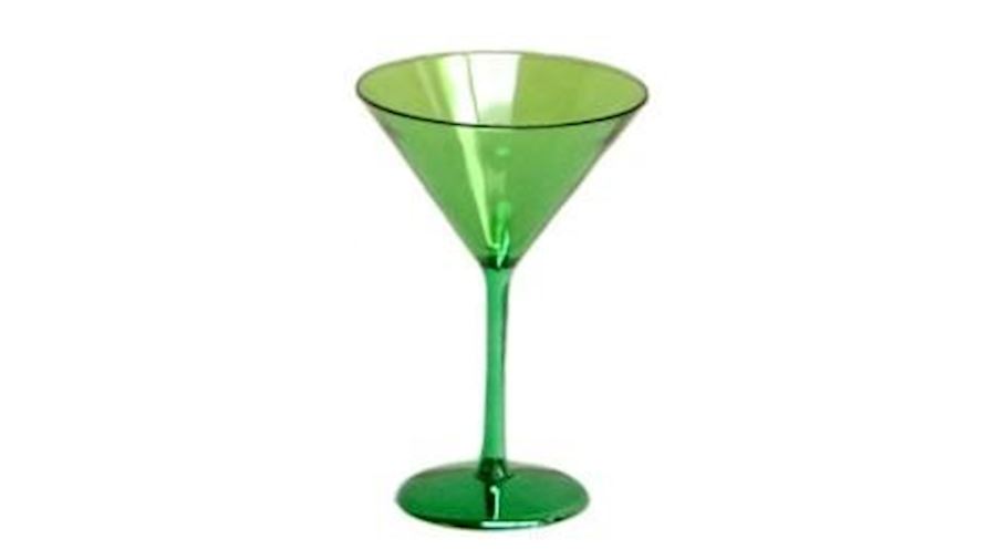 5oz (6.5in) Plastic Green Martini Glass