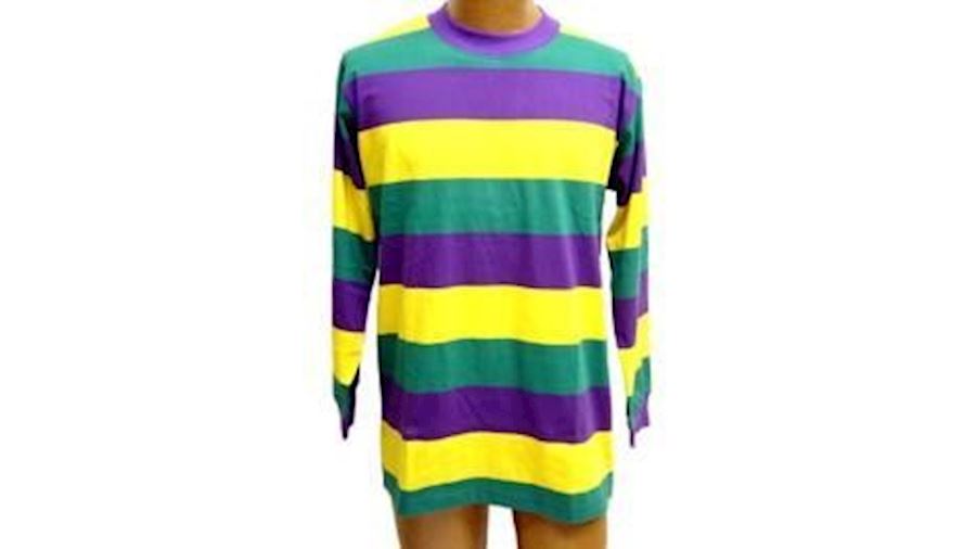 Adult Large Long Sleeve Mardi Gras Rugby Shirt NO 