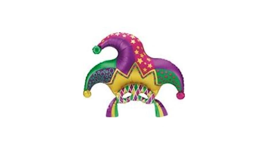 Mardi Gras Mask Mylar Balloon {jester, harlequin}