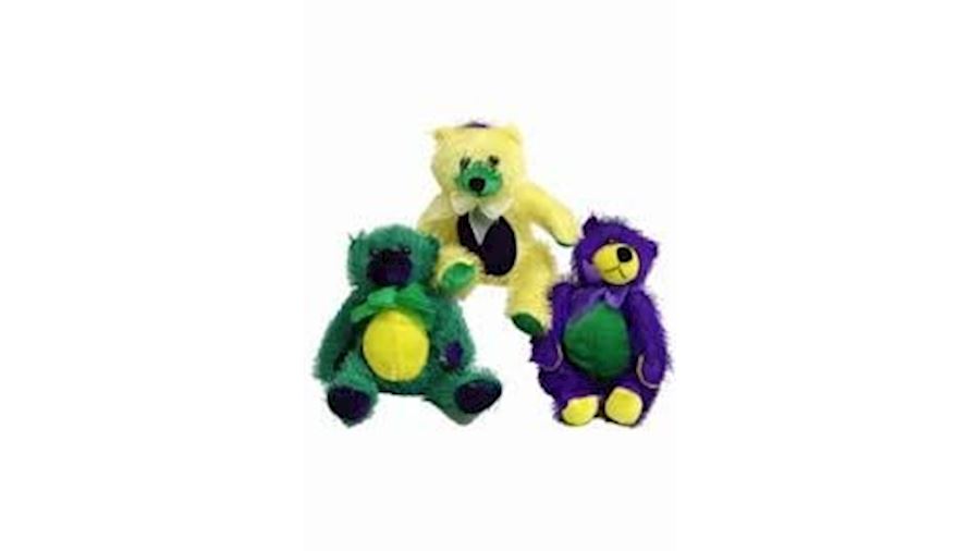 10in Plush Purple Green Yellow Bear