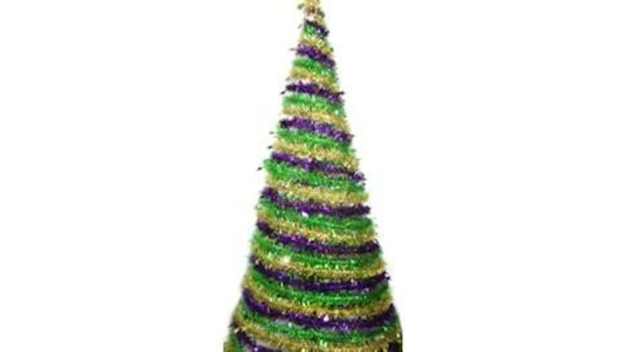 5ft Swirl Purple Green Gold Tree w/Star Edge