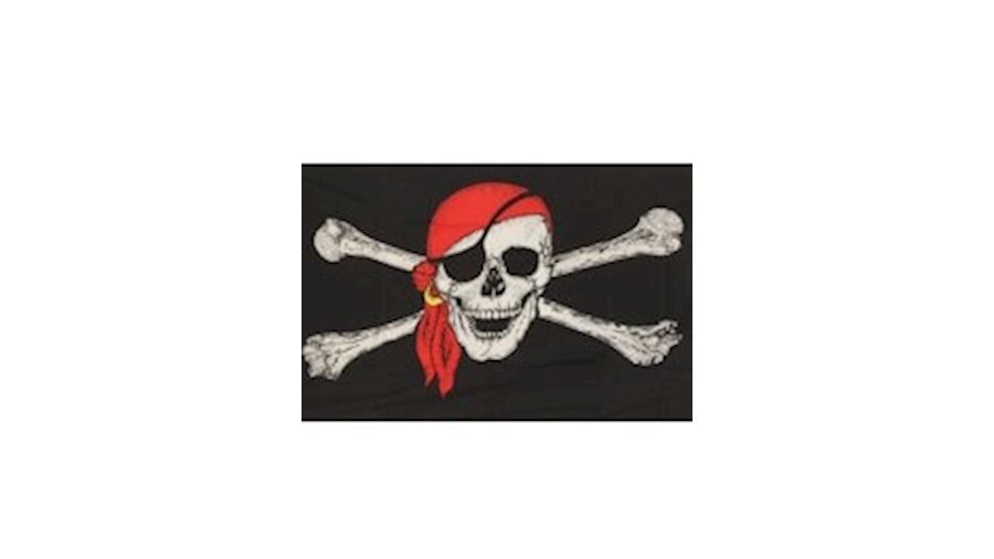 3ft x 5ft Skull and Bones w/Red Scarf Pirate Polye