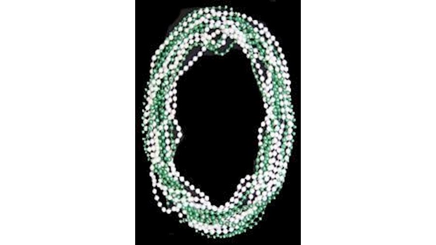 7mm 33in Green and White Pearl Mix Mardi Gras Bead