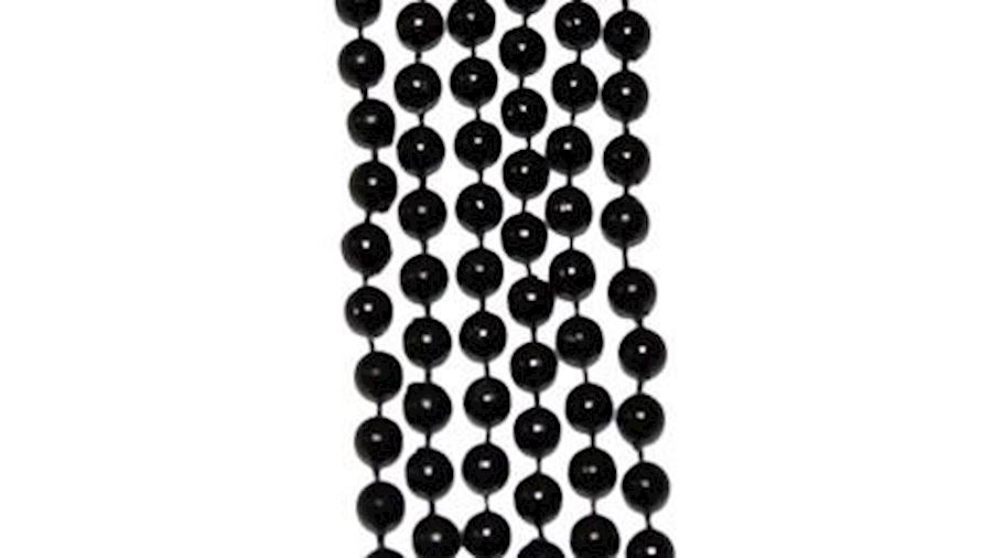 7mm 33in Round Black Mardi Gras Beads{33in, 33 inc