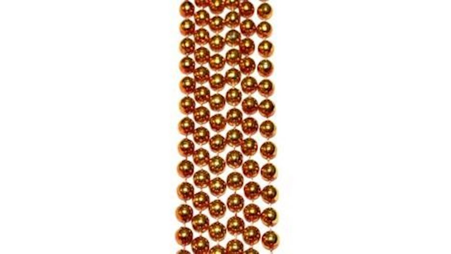 7mm 33in Metallic Orange Mardi Gras Beads{33in, 33