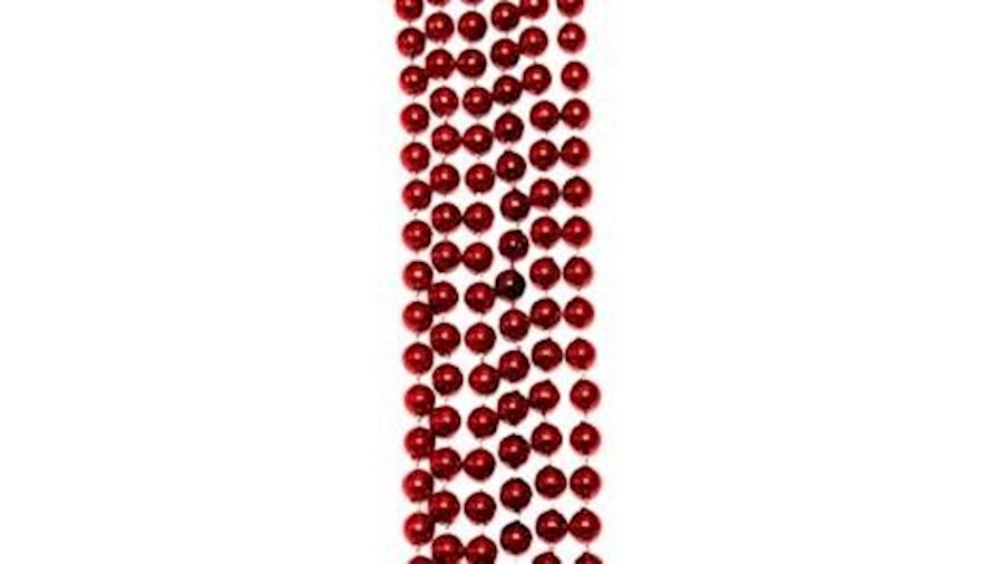 7mm 33in Metallic Red Beads{throw}-BG