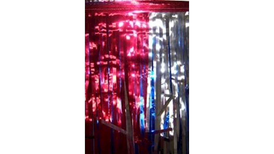 60ft X 12in Metallic Red/Blue/Silver Fringe