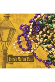 5in x 5in Mardi Gras Beverage Napkins with Beads Design