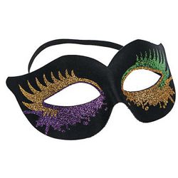 Black Cat Eye Mask with Purple/ Green/ Gold Glitter Bursts