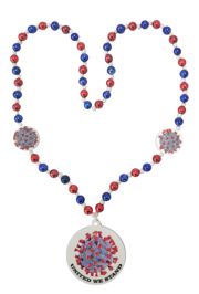 42in 12mm/6mm Red/ Blue and White Pearl United We Stand Coronavirus Necklace 