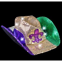 Light-up Mardi Gras Cowboy Hat
